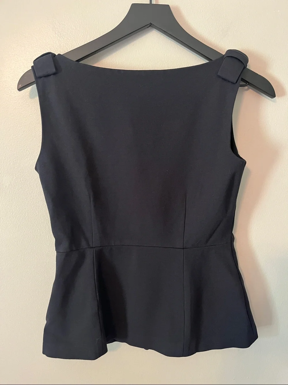 Kate Spade Ponte Sleeveless Peplum Top Bow on Shoulders Black Size 2